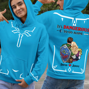 It's Dangerous To Go Alone, Couple Gift, Personalized 3D AOP shirt, Gamer Couple Hugging Shirt 01HUPO210723HH - AOP Products - GoDuckee