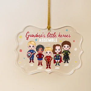 Grandma's Little Heroes Assemble, Personalized Medallion Acrylic Ornament PW-02NATN120923 - Ornament - GoDuckee
