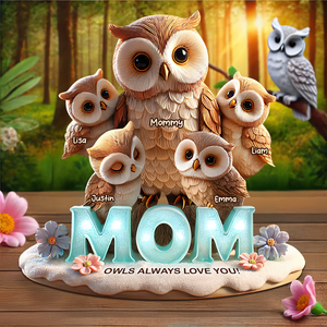 Owl Mom Plaque - Personalized Gifts For Mom 01hupu170425 - Shaped Plaques - GoDuckee