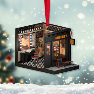 Barber Shop, Personalized Acrylic Ornament, Gift For Christmas, Christmas Ornament - Ornament - GoDuckee