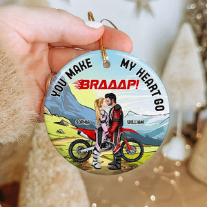 You Make My Heart Go, Personalized Ornament, Gifts For Motocross Couple - Ornament - GoDuckee