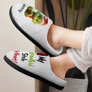 My Grandkids Stole My Heart, Gift For Family, Personalized Home Slippers, Green Kids Slippers, Christmas Gift 02HTHN141023 - Shoes - GoDuckee