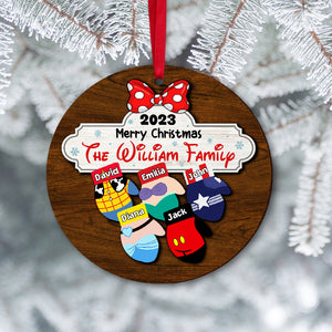 Merry Christmas, Personalized Family Mittens 02NATN301023 Wood Ornament, Gift For Christmas - Ornament - GoDuckee