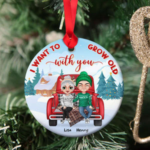 I Want To Grow Old With You, Gift For Couple, Personalized Ornament, Christmas Couple Ornament, Couple Gift - Ornament - GoDuckee