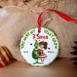 You Make My Heart Grow, Couple Gift, Personalized Ceramic Ornament, Green Monster Couple, Christmas Gift 03NAHN290923 - Ornament - GoDuckee