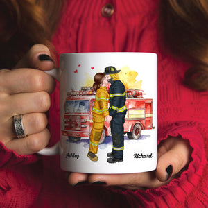 My heart on fire but you get me wet , Personalized White Mug for Fire Fighter Couples 02hthn151123pa - Coffee Mug - GoDuckee