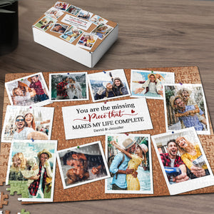 You're The Missing Piece That Makes My Life Complete, Couple Gift, Personalized Jigsaw Puzzle, Custom Couple Photo Puzzle - Wood Sign - GoDuckee