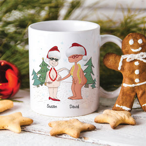 Let's Be Naughty And Save Santa The Trip, Couple Gift, Personalized Mug, Funny Old Couple Mug, Christmas Gift - Coffee Mug - GoDuckee