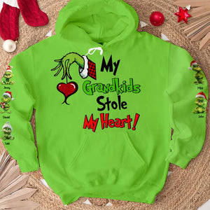 My Grandkids Stole My Heart, Personalized Shirt, Green Monster Family Shirt, Christmas Gift 03HTHN031123 - AOP Products - GoDuckee