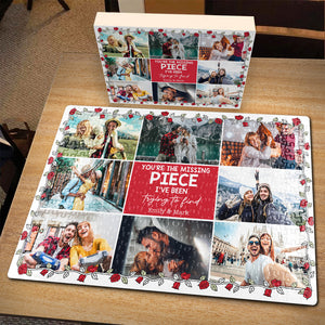 You're The Missing Piece I've Been Trying To Find, Couple Gift, Personalized Jigsaw Puzzle, Custom Photo Couple Puzzle - Wood Sign - GoDuckee