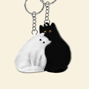 Personalized Cat Couple Keychains - Couple Gift For Pet Lover - Keychains - GoDuckee