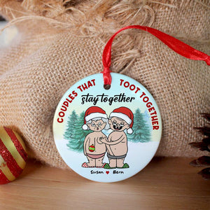 Couples That Toot Together Stay Together, Funny Couple Personalized Ornament, Christmas Gift - Ornament - GoDuckee