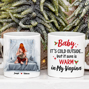 Baby, It's Cold Outside, Couple Gift, Personalized Coffee Mug, Naughty Couple Mug, Christmas Gift - Coffee Mug - GoDuckee