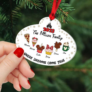 Where Dreams Come True, Gift For Family, Personalized Acrylic Ornament, Cartoon Family Snack Ornament, Christmas Gift 02NAHN311023 - Ornament - GoDuckee