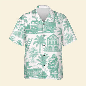 Firefighter Toile de Jouy Hawaiian Shirt - Gifts For Firefighters 04PGQN030725 - Hawaiian Shirts - GoDuckee