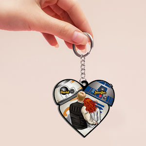 Gift For Couple, Personalized Keychain, Couple Hugging Keychain, Anniversary Gift 04HTHN050723HH - Keychains - GoDuckee