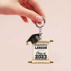 Gift For Graduation, Personalized Keychain, Graduation Certificate And Hat Keychain - Keychains - GoDuckee