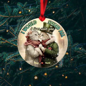 I Would Spend All 9 Lives With You, Couple Gift, Personalized Ceramic Ornament, Cat Couple Ornament, Christmas Gift 04NAHN060923 - Ornament - GoDuckee