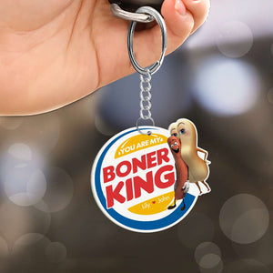 You're My Boner King, Gift For Him, Personalized Keychain, Naughty Sausage Couple Keychain, Couple Gift 03QHHN080823 - Keychains - GoDuckee