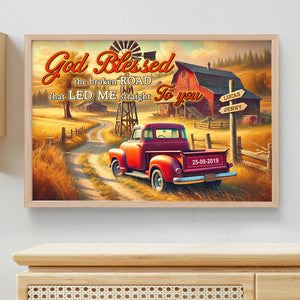 Personalized Gifts For Couple Canvas Print 02qhtn121224 God Blessed The Broken Road That Led Me Straight To You - Poster & Canvas - GoDuckee