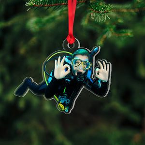 Personalized Diving Ornament, Custom Photo Acrylic Ornament, Christmas Gift For Scuba Diving Lover - Ornament - GoDuckee