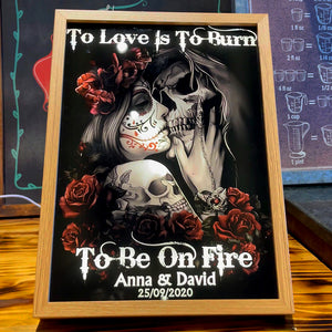 To Love Is To Burn Personalized Skull Couple Light Picture Frame - Couple Gift - Poster & Canvas - GoDuckee