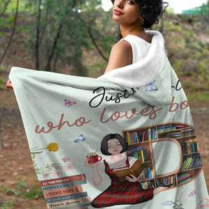 Personalized Gifts For Book Lovers Wearable Blanket Hoodie Just A Girl Who Loves Books - Blankets - GoDuckee