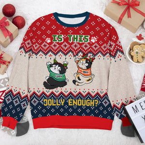 Is This Jolly Enough - Angry Cats - Knitted Ugly Sweater - Gifts For Cat Lover - AOP Products - GoDuckee