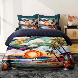 Coastal Scenery Quilt Bed Set 04HULU210125 - Blanket - GoDuckee