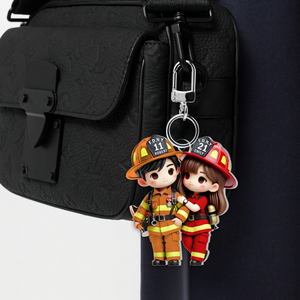 Personalized Gifts For Couple Keychain Firefighter Couple 03ohpu060225 - Keychains - GoDuckee