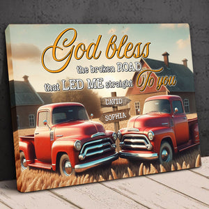 Personalized Gifts For Couple Canvas Print 03ohtn111224 God Bless The Broken Road That Led Me Straight To You - Poster & Canvas - GoDuckee