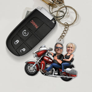 Custom Biker Couple Face Keychain, Gift For Couple, Valentine's Gift, Biker Gift - Keychains - GoDuckee