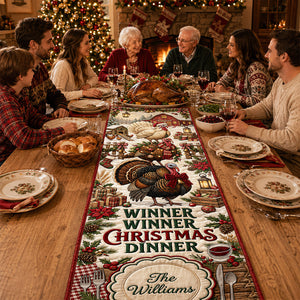 Winner Winner Christmas Dinner Quilted Table Runner - Personalized Christmas Gifts 07padt150826