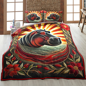 Gifts For Highland Hippo Lovers Quilt Bedding Set Special Line 04xqqn140125 - Blanket - GoDuckee