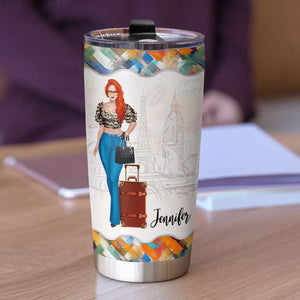 Just A Girl Who Loves Traveling, Gift For Traveling Girl, Personalized Tumbler, Girl Traveling Tumbler - Tumbler Cup - GoDuckee