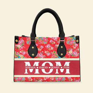 Personalized Gifts For Mom Leather Bag Dongbei Flower Pattern - Leather Bag - GoDuckee