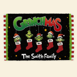 Funny Christmas Family On Socks, Personalized 03OHPU011223 Door Mat, Gift For Family - Doormat - GoDuckee