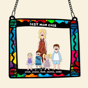 Personalized Gifts For Mom Window Hanging Suncatcher Ornament Best Mom Ever 03ACDT030325HG - Ornament - GoDuckee