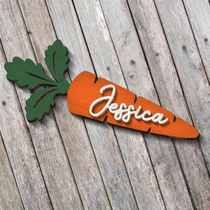 Personalized Gifts For Easter Day Wood Sign Custom Name Carrot Tag - Wood Signs - GoDuckee