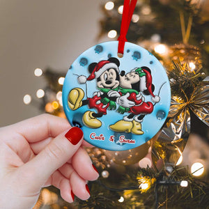 Couple Gift, Personalized Ceramic Ornament, Mouse Couple Ornament, Christmas Gift 02NAHN251023 - Ornament - GoDuckee