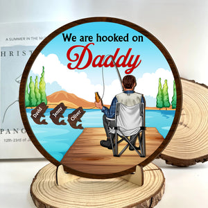 Personalized Gifts For Dad Wood Sign We're Hooked On Daddy - Wood Signs - GoDuckee