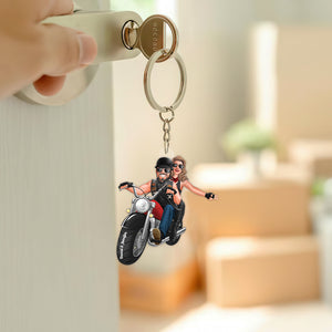 Personalized Biker Couple Keychain Riding Couple - Keychains - GoDuckee