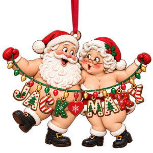 Name Art Fun Santa Couple Ornament - Personalized Christmas Gifts For Couples 02qhtn151026 - Ornament - GoDuckee