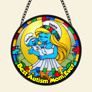 Personalized Gifts For Autism Mom Stained Glass, Blue Character 01tgpu210225 - Ornament - GoDuckee