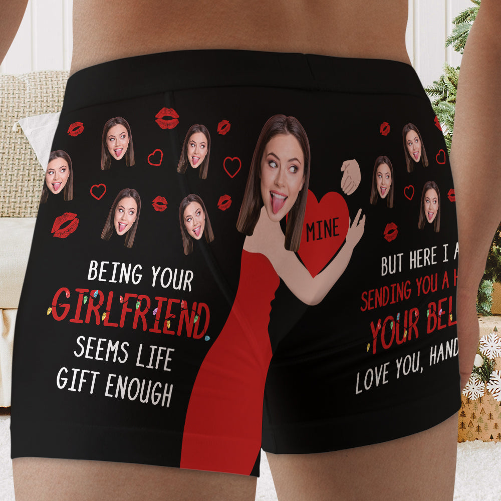 Love You Girlfriend Love You Wife, Personalized Men Boxer - Boxer Briefs - GoDuckee