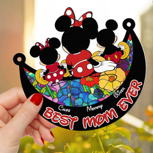 Personalized Gifts For Mom Window Hanging Suncatcher Ornament Mother's Day Mouse Mom And Kids 01ACDT240325 - Ornament - GoDuckee