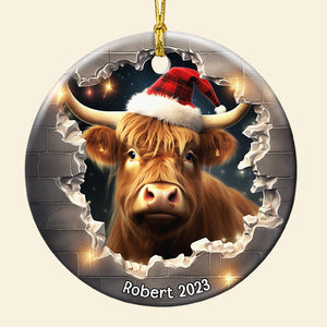 Kid Animal-Personalized Ceramic Circle Ornament- Gift For Kids- Christmas Gift - Ornament - GoDuckee