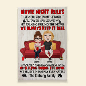 Movie Night Rules Personalized Canvas Print 02NATN080823HH - Poster & Canvas - GoDuckee