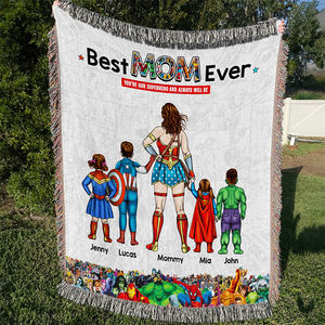 Personalized Gifts For Mom Woven Blanket Mother's Day Best Super Mom Ever 05ACHU030425PA - Blanket - GoDuckee