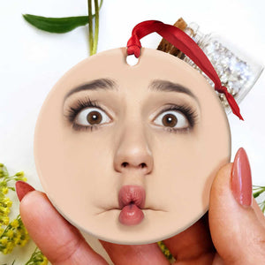 Custom Face - Funny Face Ceramic Ornament - Ornament - GoDuckee